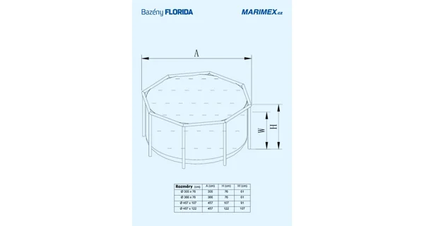 Bazén Florida 3,05x0,76 m s kartušovou filtrací