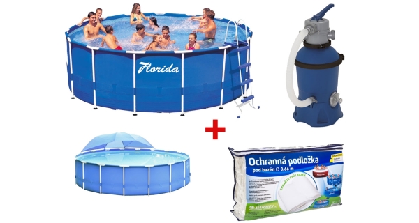 Bazén Florida 3,66x0,76 m. s filtrací Prostar 2 + podložka + zastínění