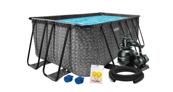 Bazén Florida Premium 2,15x4,00x1,22 m s pískovou filtrací a příslušenstvím - motiv RATAN