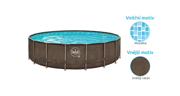 Bazén Florida SWING 4,27x1,07m bez příslušenství - motiv HNĚDÝ RATAN