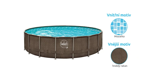 Bazén Florida SWING 4,88x1,22m bez příslušenství - motiv HNĚDÝ RATAN
