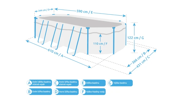 Bazén Florida SWING 6,10x3,66x1,22m s kartušovou filtrací a příslušenstvím - motiv Tmavé dřevo