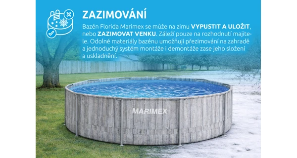 Bazén Marimex Florida 3,66x0,99 m se zabudovaným skimmerem - ŠEDÉ DŘEVO KOPIE
