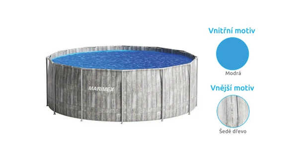Bazén Marimex Florida 3,66x1,22 m se zabudovaným skimmerem - motiv ŠEDÉ DŘEVO (poškozený obal)