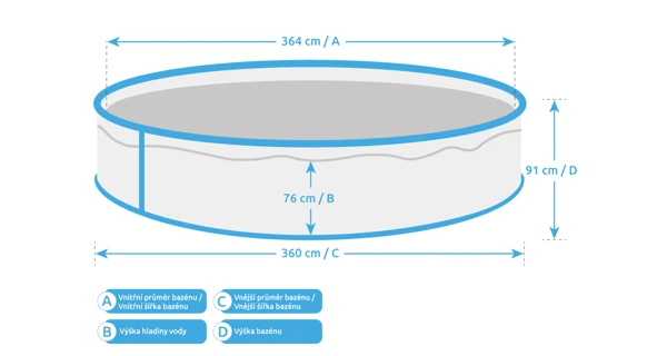 Bazén Marimex Orlando 3,66x0,91 m s příslušenstvím - motiv šedý