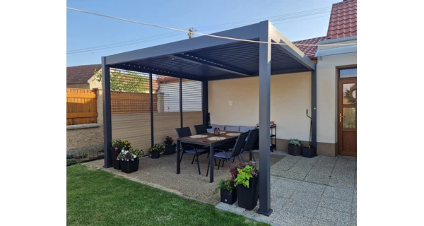 Bioklimatická pergola INTRO DUO 4x4 m, hliník - volně stojící