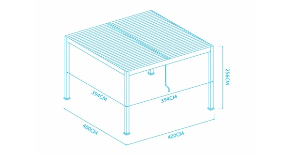 Bioklimatická pergola INTRO DUO 4x4 m, hliník - volně stojící