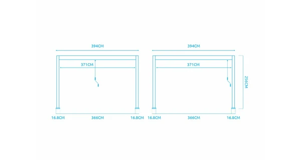 Bioklimatická pergola INTRO DUO 4x4 m, hliník - volně stojící