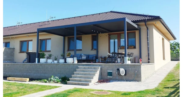 Bioklimatická pergola INTRO DUO 8x4 m, hliník - volně stojící