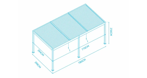 Bioklimatická pergola INTRO DUO 8x4 m, hliník - volně stojící