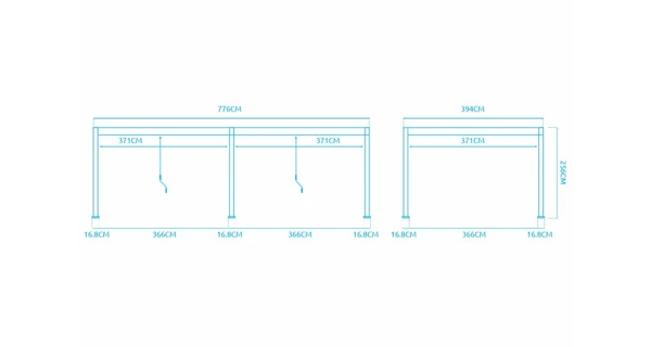 Bioklimatická pergola INTRO DUO 8x4 m, hliník - volně stojící