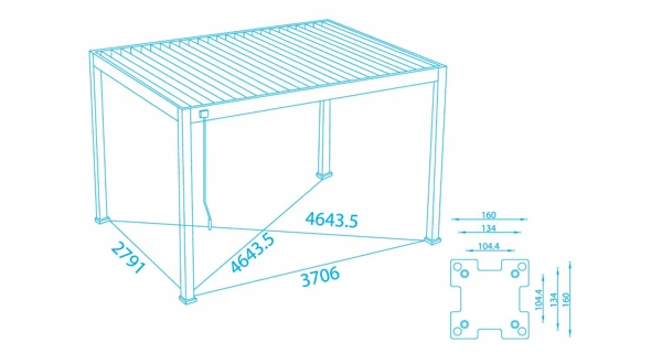 Bioklimatická pergola INTRO PLUS 4x3 m, hliník  - volně stojící