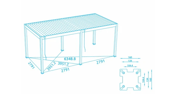 Bioklimatická pergola INTRO PLUS 6x3 m, hliník - volně stojící
