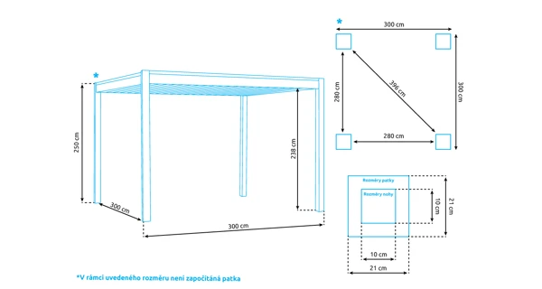 Bioklimatická pergola Marimex 3x3 m