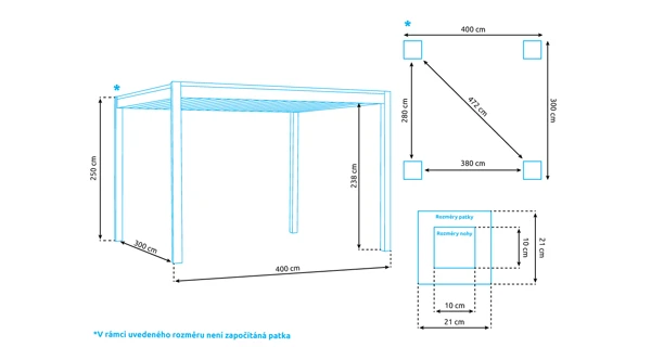 Bioklimatická pergola Marimex 3x4 m