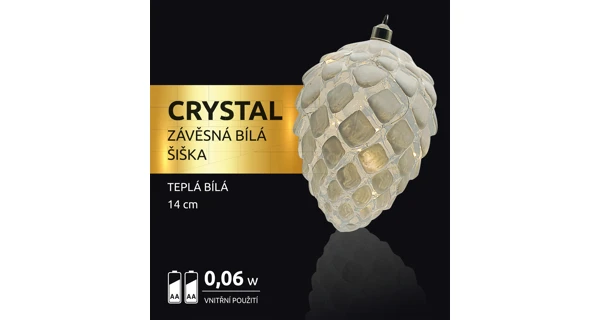 Crystal závěsná bílá šiška 10 LED