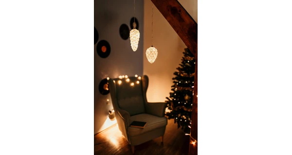 Crystal závěsná bílá šiška 12 LED