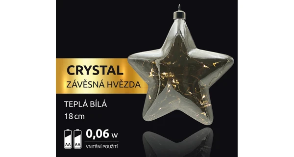 Crystal závěsná hvězda 15 LED