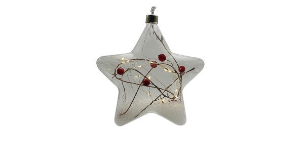 Crystal závěsná hvězda s cesmínou 15 LED