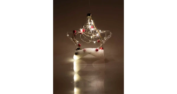 Crystal závěsná hvězda s cesmínou 15 LED