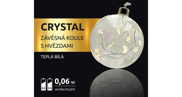 Crystal závěsná koule s hvězdami 10 LED