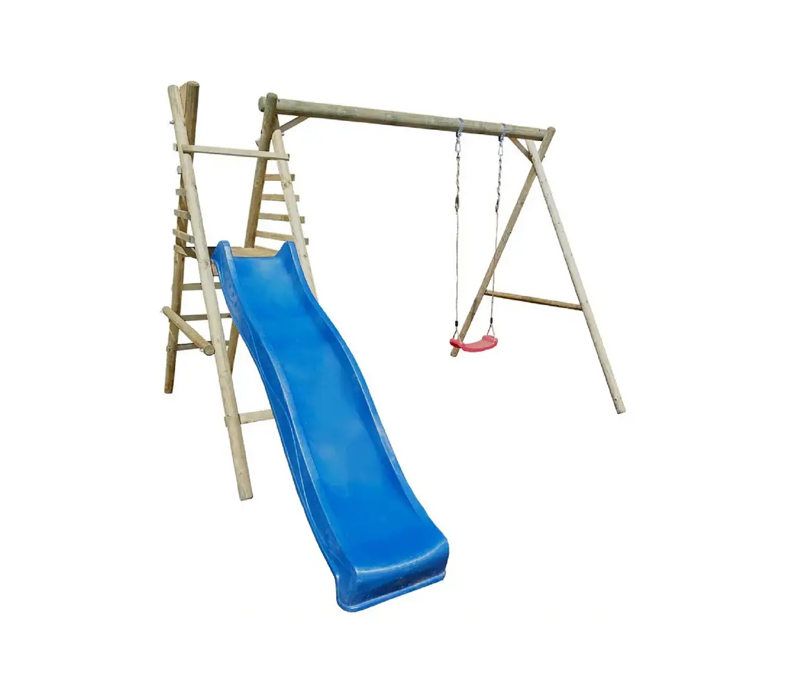 Marimex | Dětská dřevěná houpačka Marimex 1 + modrá skluzavka | 11640362