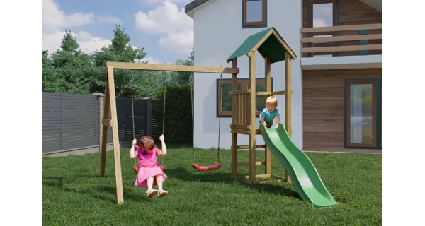 Dětské hřiště Marimex Play Basic 008 + zelená skluzavka