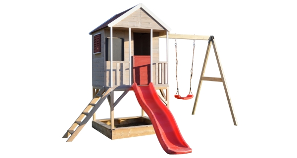 Dětský dřevěný domeček Marimex Veranda s houpačkou