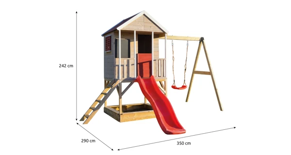 Dětský dřevěný domeček Marimex Veranda s houpačkou