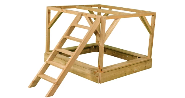 Dětský dřevěný domeček Marimex Veranda se skluzavkou