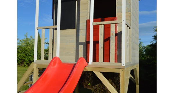 Dětský dřevěný domeček Marimex Veranda se skluzavkou