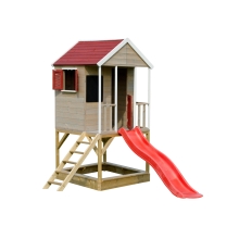 Dětský dřevěný domeček Veranda se skluzavkou