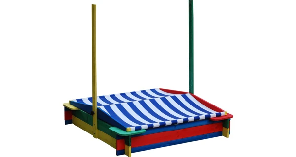 Dřevěné barevné pískoviště se stříškou