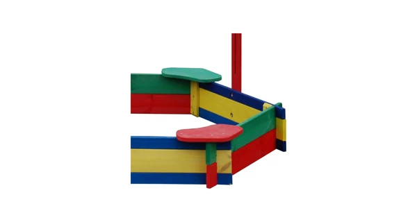 Dřevěné barevné pískoviště šestihranné se stříškou