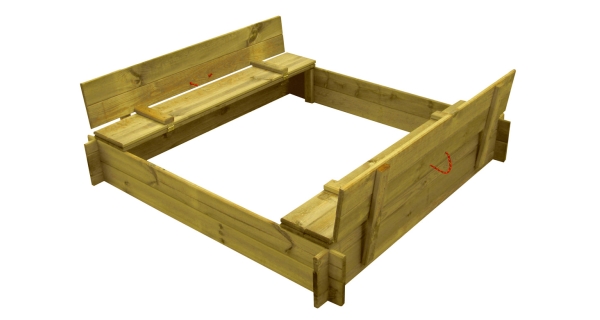 Dřevěné pískoviště čtyřhranné s krytem/lavičkou