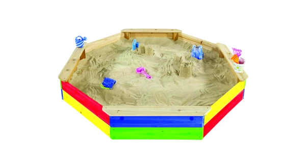 Dřevěné pískoviště osmihranné barevné (poškozený obal)