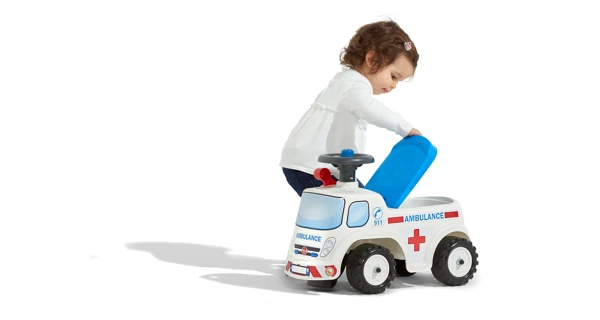 FALK Odrážedlo Ambulance s otevíracím sedadlem a klaksonem na volantu