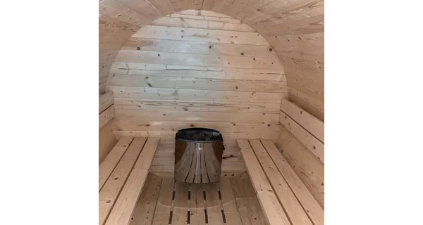 Finská sudová sauna 2,4 m s teráskou a elektrickými kamny