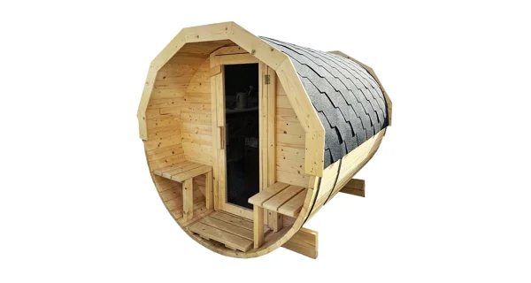 Finská sudová sauna 2,4 m s teráskou a elektrickými kamny