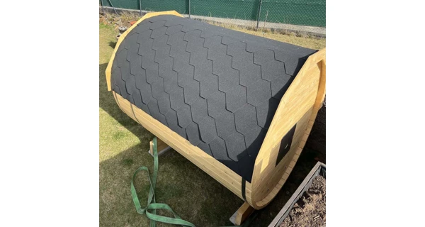 Finská sudová sauna 2,4 m s teráskou a kamny na dřevo