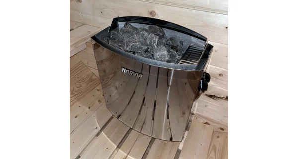 Finská sudová sauna 3,5 m s odpočívárnou, teráskou a elektrickými kamny