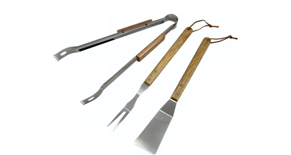 Grilovací náčiní - sada 3a, dřevo + ocel - Rösler