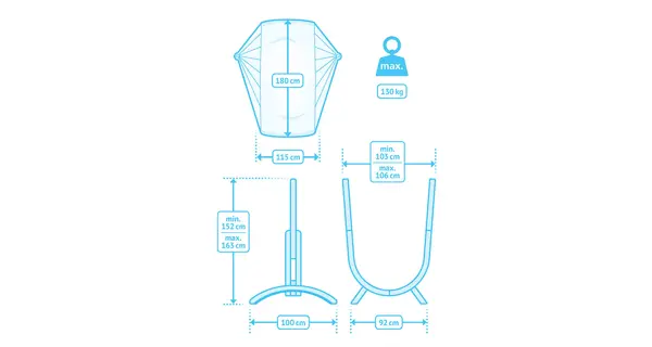Houpací sedačka se stojanem La Siesta Udine Organic, blue zebra