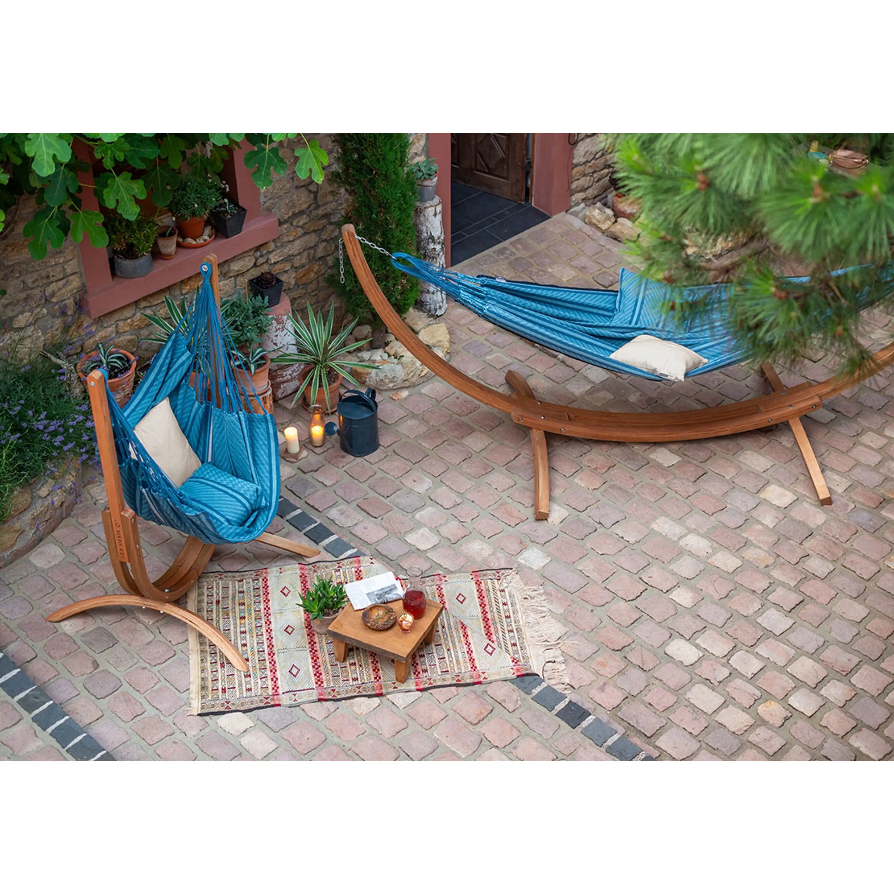 Marimex | Houpací sedačka se stojanem La Siesta Udine Organic, blue zebra | 11640605 Obrázek