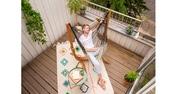 Houpací sedačka se stojanem La Siesta Udine Organic, zebra