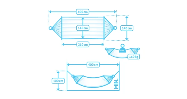Houpací síť s tyčemi La Siesta Alabama Kingsize, vanilla