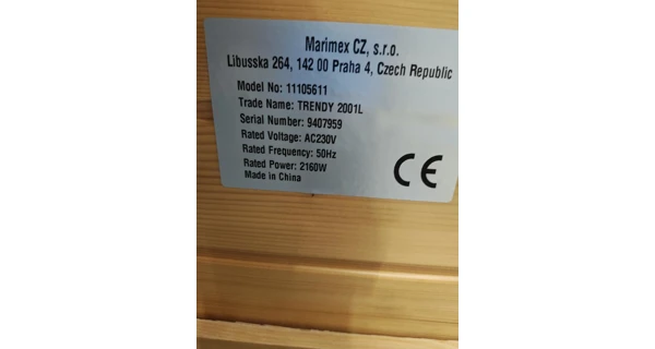 Infrasauna Marimex TRENDY 2001 L (Zánovní, SN 9407595)