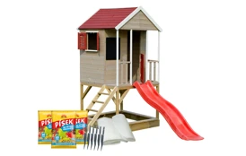 Kompletní set dětského domečku Veranda se skluzavkou