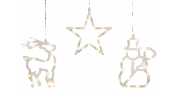 LED dekorace na okno FROST - 3 ks - sob, sněhulák, hvězda