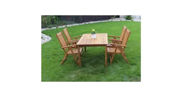 Luc stůl + polohovací židle Viet - akácie (1x stůl + 4x židle)